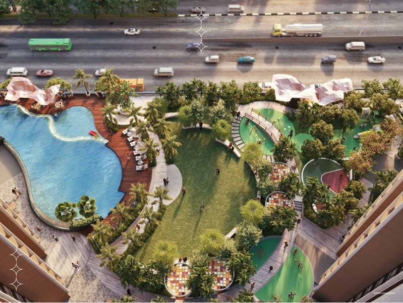 Top View of Garden, Kids’ Play Area, Pool & Walking Zone at CHANDAK GREENAIRY, BORIVALI EAST
