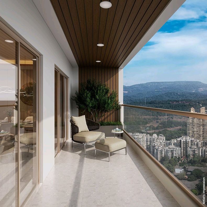 Stylish Balcony Interior with Scenic Views at CHANDAK GREENAIRY, BORIVALI EAST