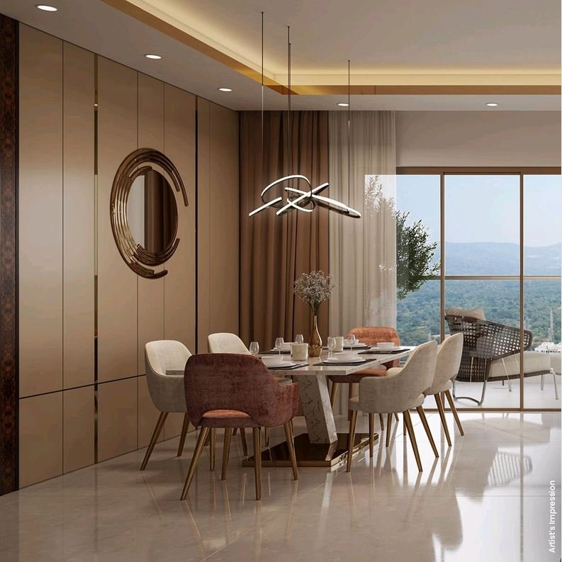 Elegant Dining Area with Modern Furniture at CHANDAK GREENAIRY, BORIVALI EAST