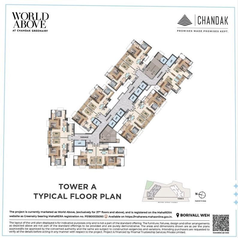 Tower A Floor Plan Layout with Smart Configuration at CHANDAK GREENAIRY, BORIVALI EAST