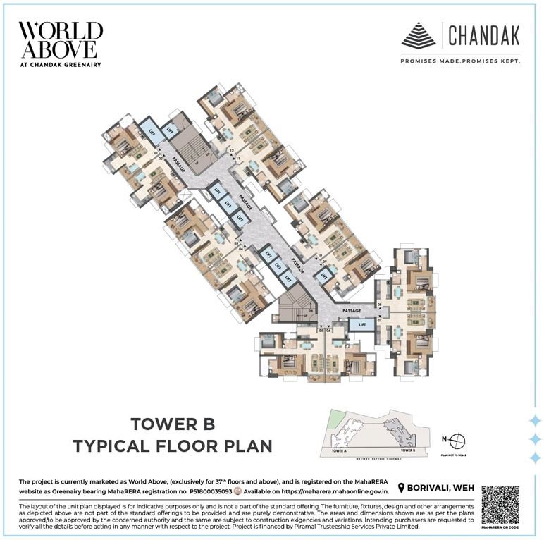 Tower B Floor Plan Layout with Smart Configuration at CHANDAK GREENAIRY, BORIVALI EAST