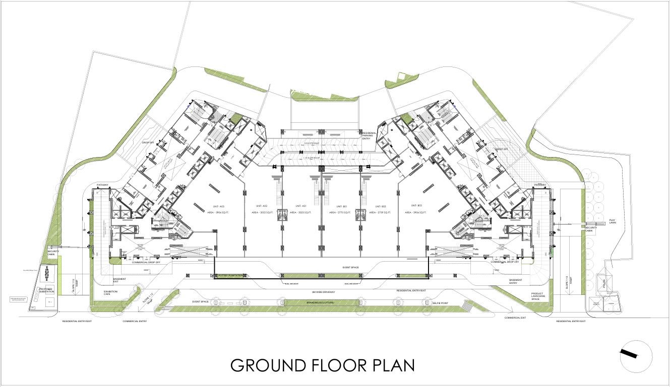 Ground Floor Plan Layout with Entry Zones at CHANDAK GREENAIRY, BORIVALI EAST
