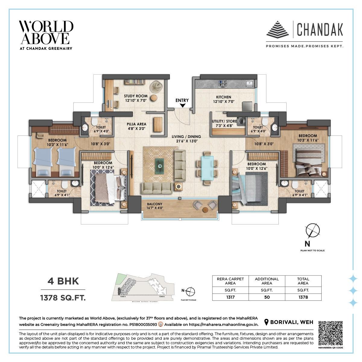 4 BHK Luxury Floor Plan with Premium Layout at CHANDAK GREENAIRY, BORIVALI EAST