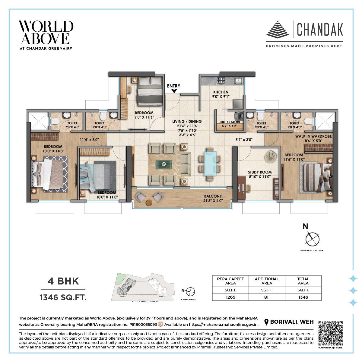 4 BHK Luxury Floor Plan with Premium Layout at CHANDAK GREENAIRY, BORIVALI EAST