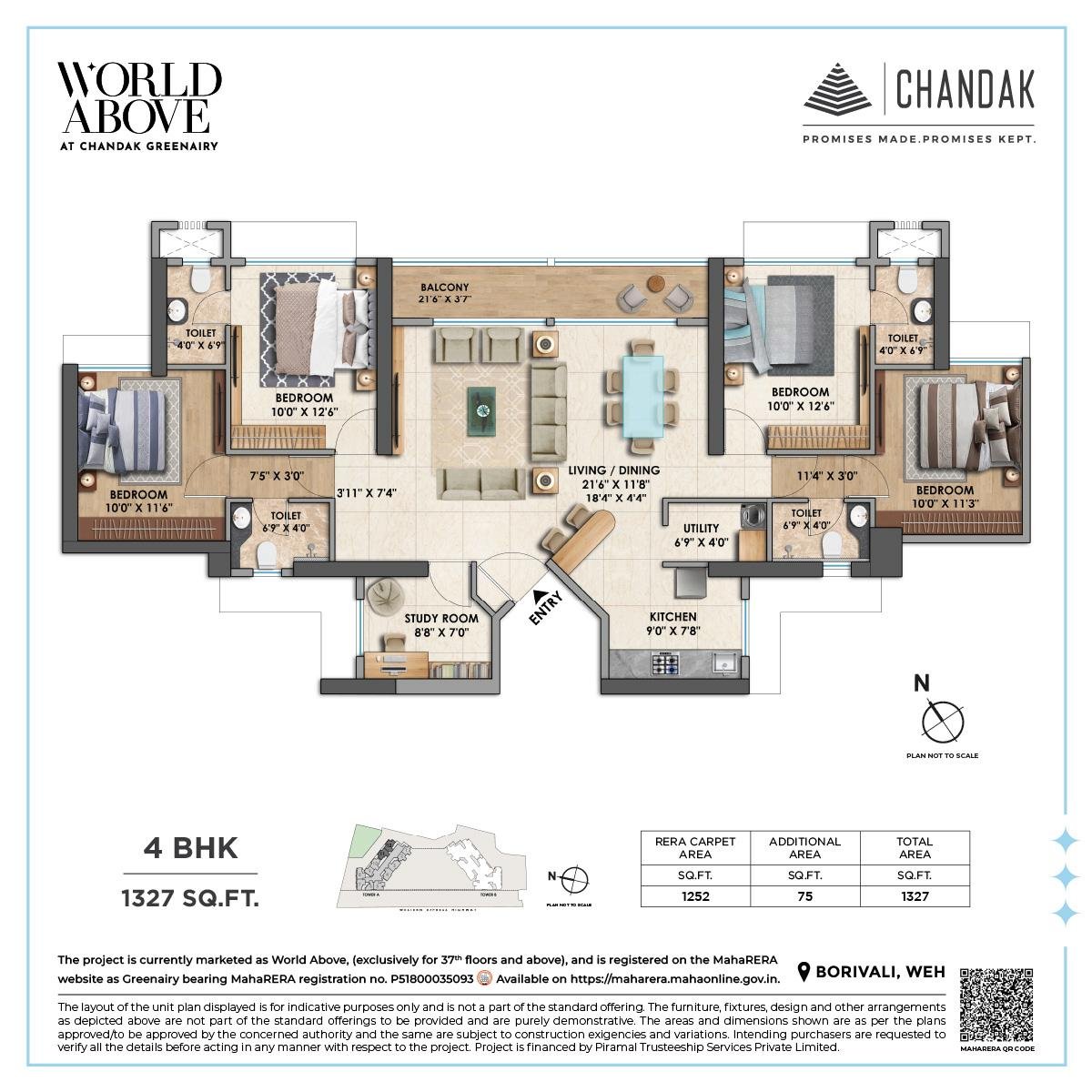 4 BHK Luxury Floor Plan with Premium Layout at CHANDAK GREENAIRY, BORIVALI EAST