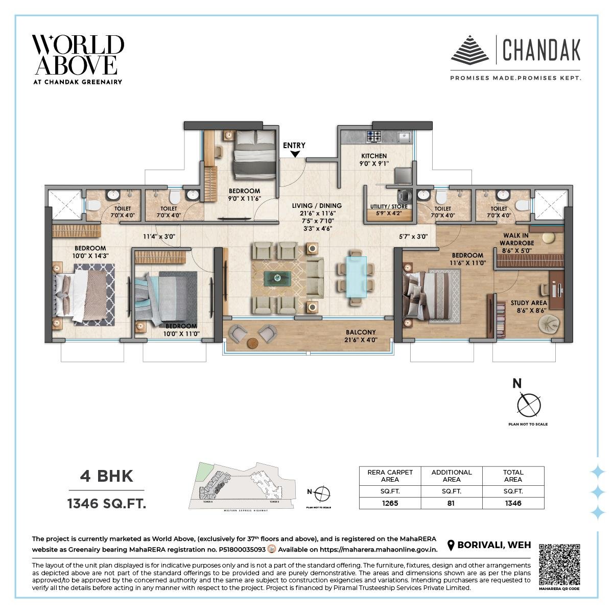 4 BHK Luxury Floor Plan with Premium Layout at CHANDAK GREENAIRY, BORIVALI EAST